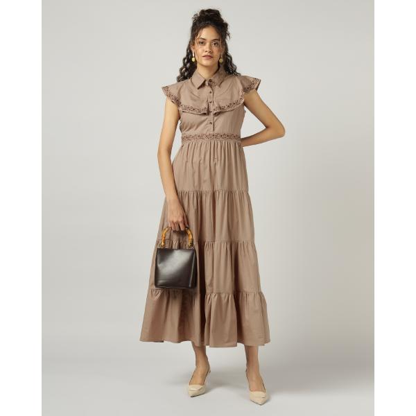 Mocha 4Tier Long Maxi Dress for Women
